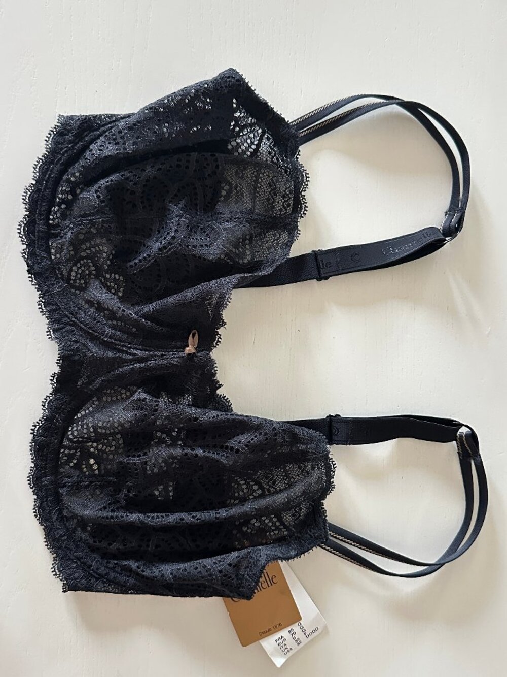 NWT Chantelle 1745 Black Lace Demi Bra Size 32DDDD